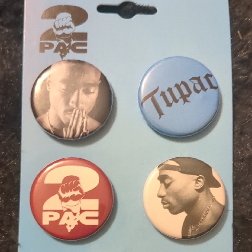 2Pac Themed Button Set - Red, Blue, Black, White